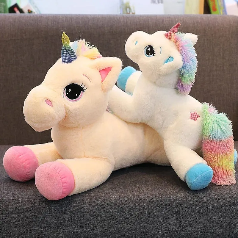 1 Stück 40-80 cm, 2 verschiedene große, niedliche Einhorn-Plüschtiere, Kuscheltier, Pferdekissen, weiche Puppe, Heimdekoration, Geschenk für Liebhaber
