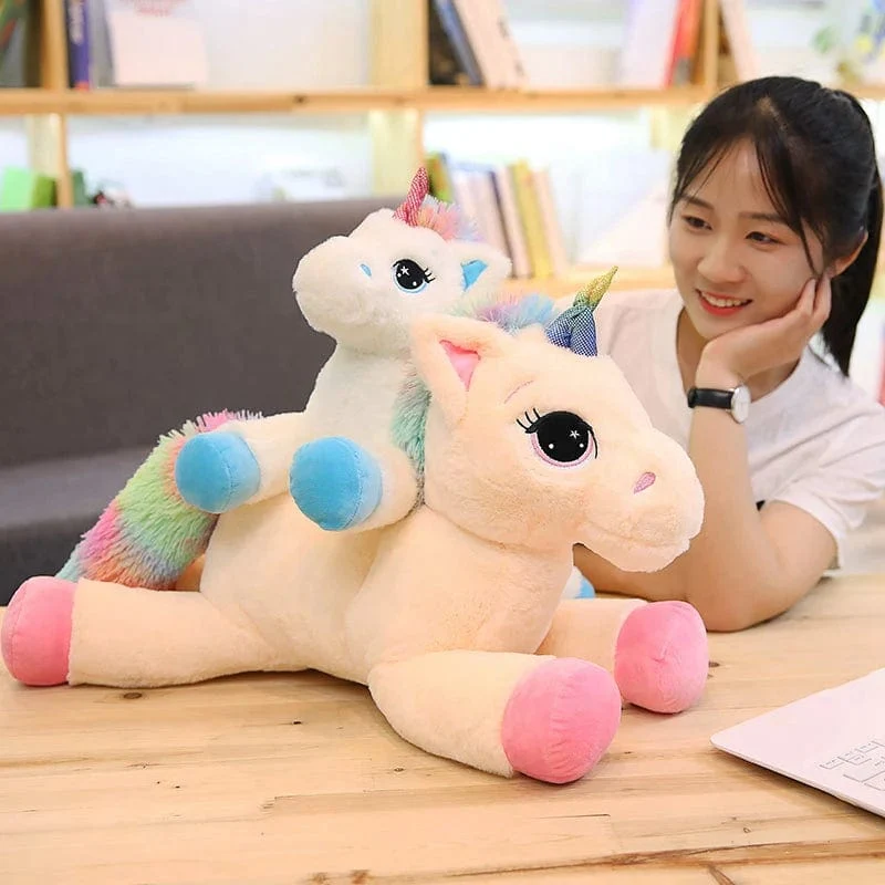 1 Stück 40-80 cm, 2 verschiedene große, niedliche Einhorn-Plüschtiere, Kuscheltier, Pferdekissen, weiche Puppe, Heimdekoration, Geschenk für Liebhaber
