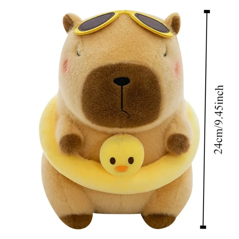 Strandbekleidung Capybara Plüschtier Niedliche Simulation Gelbe Ente Schwimmring Capibara Kawaii Kuscheltiere Geburtstagsreisegeschenke