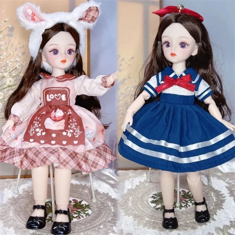 BJD-Puppen und Kleidung mit mehreren beweglichen Gelenken, 30 cm, 1/6, 3D-simuliertes Augenscharnier, Puppe zum Selbermachen, Anziehspielzeug für Mädchen, Geburtstagsgeschenk