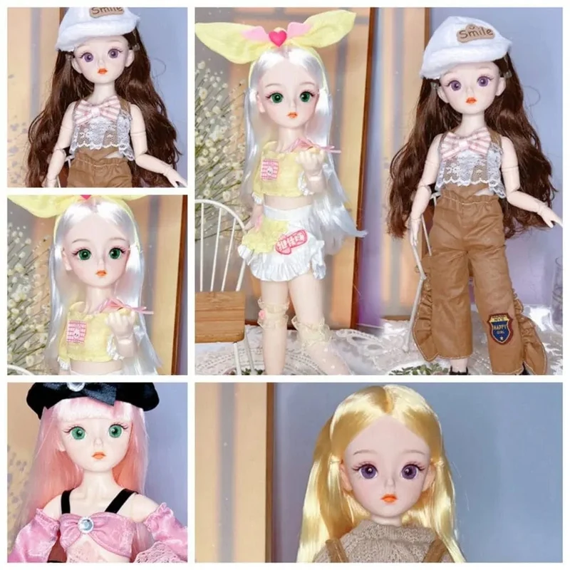 BJD-Puppen und Kleidung mit mehreren beweglichen Gelenken, 30 cm, 1/6, 3D-simuliertes Augenscharnier, Puppe zum Selbermachen, Anziehspielzeug für Mädchen, Geburtstagsgeschenk