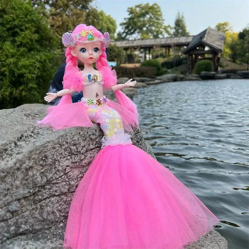 45 cm große Meerjungfrauenpuppe, Mädchenspielzeug, blauäugige Prinzessinnenpuppe im Hochzeitskleid, Geschenkidee zu Weihnachten, Halloween oder Thanksgiving