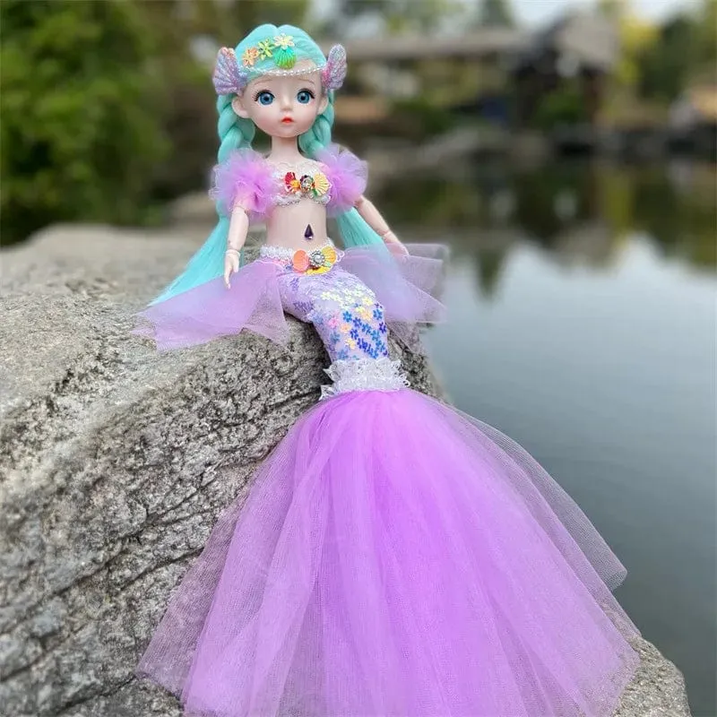 45 cm große Meerjungfrauenpuppe, Mädchenspielzeug, blauäugige Prinzessinnenpuppe im Hochzeitskleid, Geschenkidee zu Weihnachten, Halloween oder Thanksgiving