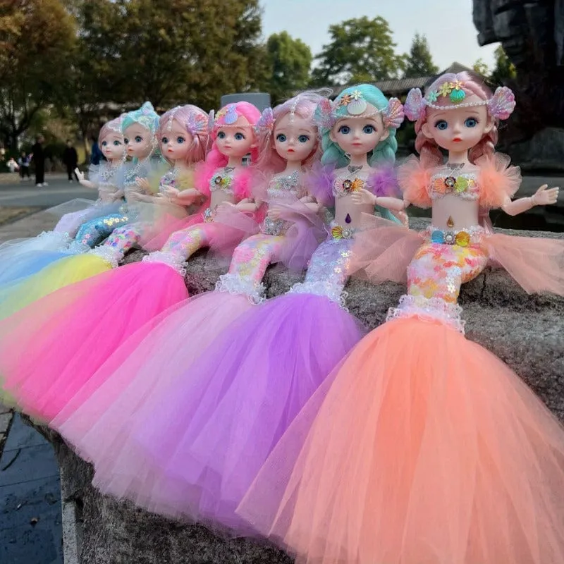 45 cm große Meerjungfrauenpuppe, Mädchenspielzeug, blauäugige Prinzessinnenpuppe im Hochzeitskleid, Geschenkidee zu Weihnachten, Halloween oder Thanksgiving