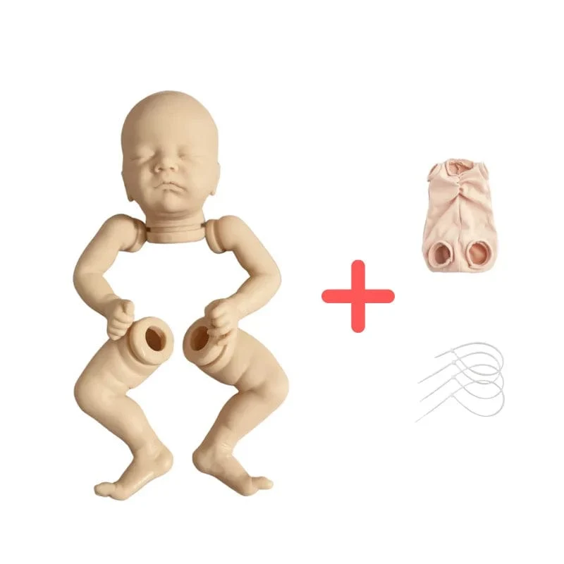 17 Zoll (ca. 43 cm) große, unbemalte Vinyl-Reborn-Puppe Charlotte, Formteile, Neugeborenen-Puppen-Set, unmontierte Puppenaccessoires mit Stoffkörper