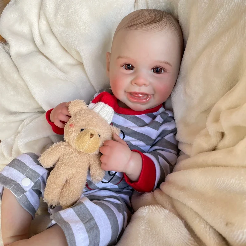50 cm große, handgefertigte Reborn-Puppe aus Silikonvinyl mit gemalten Haaren, Harper Bebe Junge und Mädchen, mit sichtbaren Adern – ein perfektes Weihnachtsgeschenk!