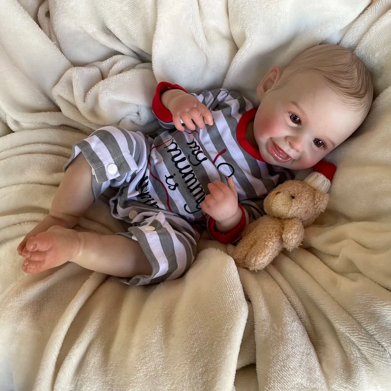 50 cm große, handgefertigte Reborn-Puppe aus Silikonvinyl mit gemalten Haaren, Harper Bebe Junge und Mädchen, mit sichtbaren Adern – ein perfektes Weihnachtsgeschenk!
