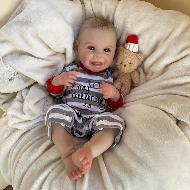 50 cm große, handgefertigte Reborn-Puppe aus Silikonvinyl mit gemalten Haaren, Harper Bebe Junge und Mädchen, mit sichtbaren Adern – ein perfektes Weihnachtsgeschenk!