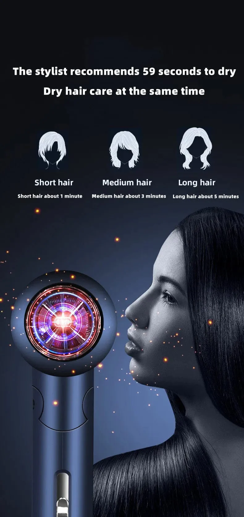 Heißer Verkauf Professioneller Haartrockner Negative Ionen Hochleistungs-Blaulicht Faltbarer elektrischer Haartrockner Salon Haarwerkzeuge Home