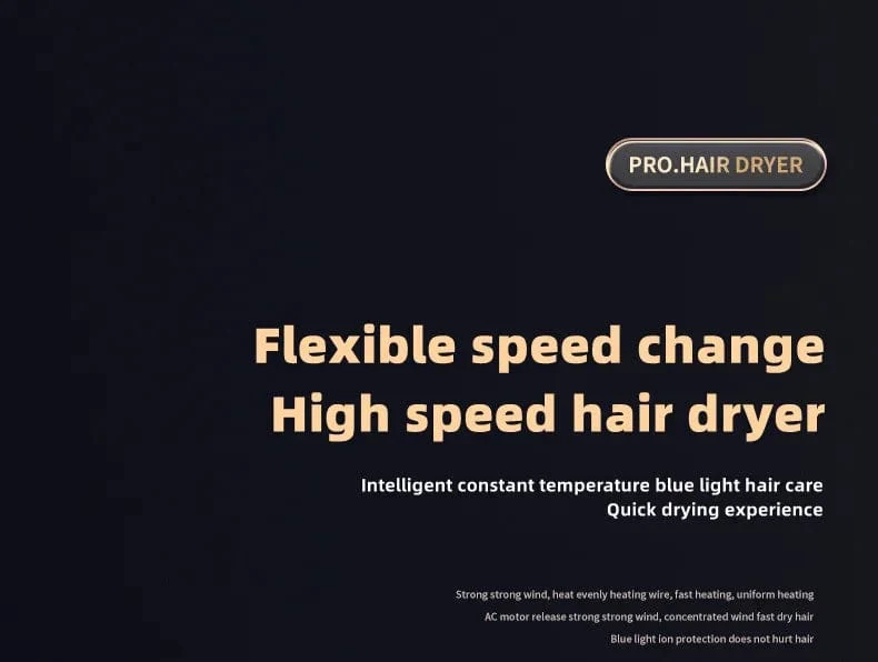 Heißer Verkauf Professioneller Haartrockner Negative Ionen Hochleistungs-Blaulicht Faltbarer elektrischer Haartrockner Salon Haarwerkzeuge Home