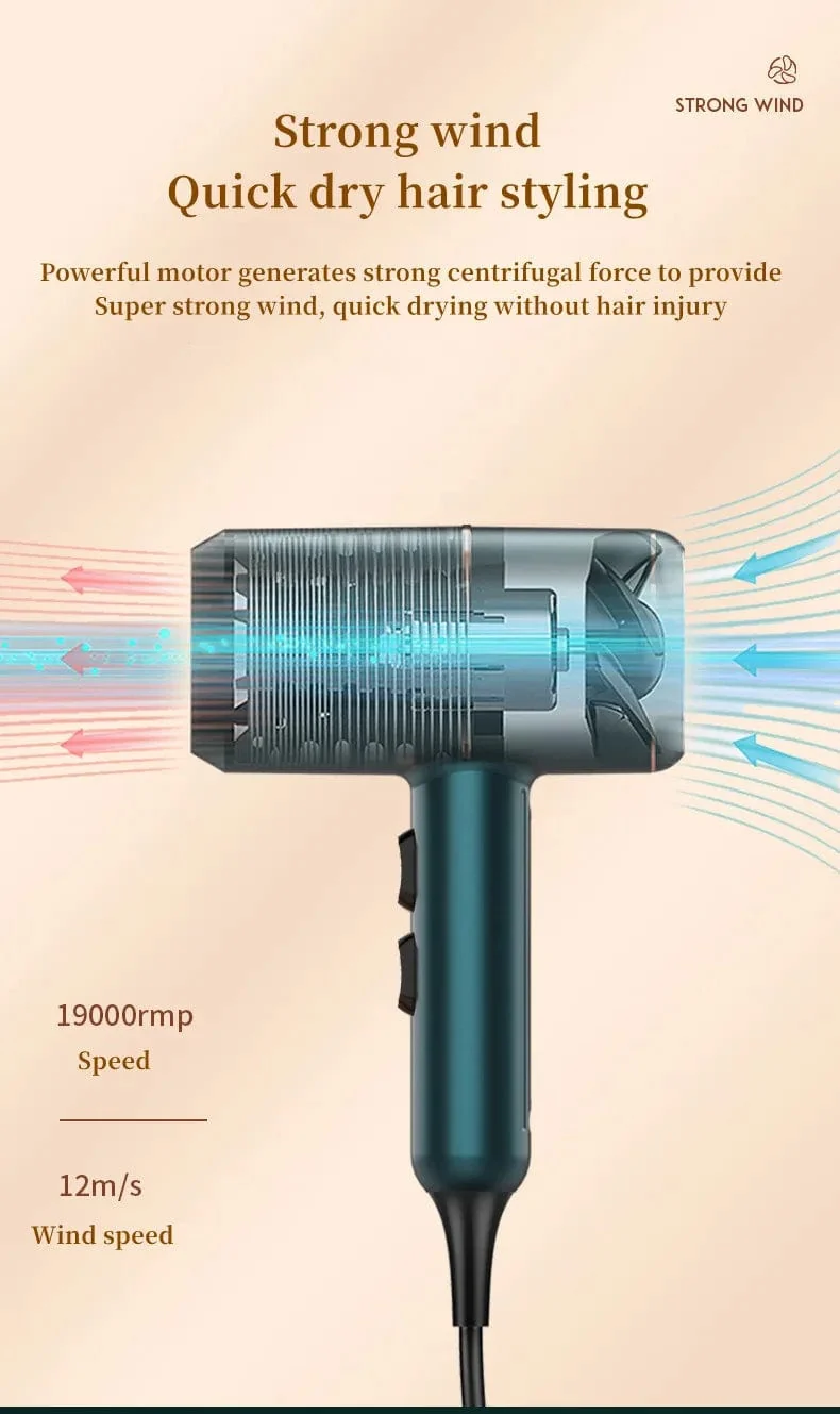 Heißer Verkauf Professioneller Haartrockner Negative Ionen Hochleistungs-Blaulicht Faltbarer elektrischer Haartrockner Salon Haarwerkzeuge Home