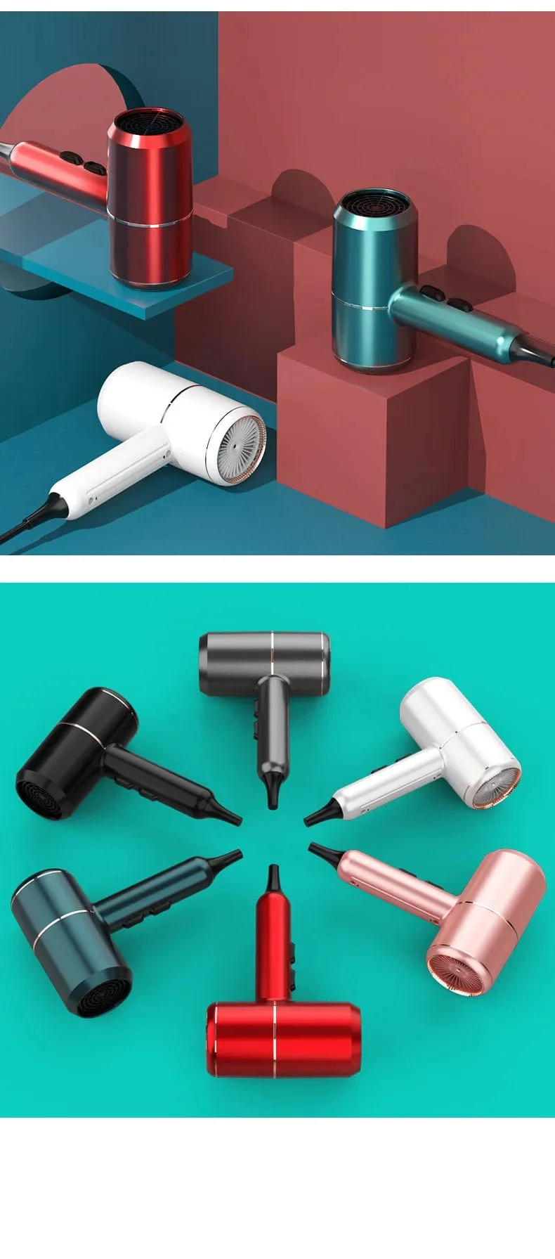 Heißer Verkauf Professioneller Haartrockner Negative Ionen Hochleistungs-Blaulicht Faltbarer elektrischer Haartrockner Salon Haarwerkzeuge Home