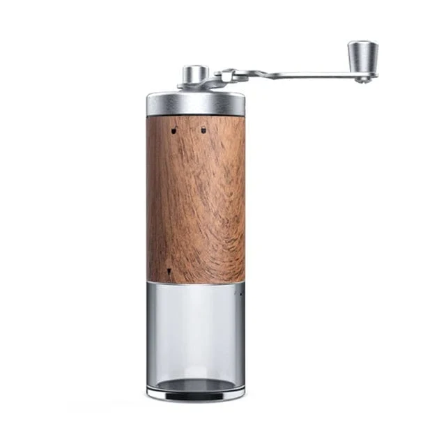 Kaffeemühle, tragbare Holzmaserung, Edelstahl, Kurbel, Hand, Handkaffeemühle, Küchenwerkzeug, Mühle