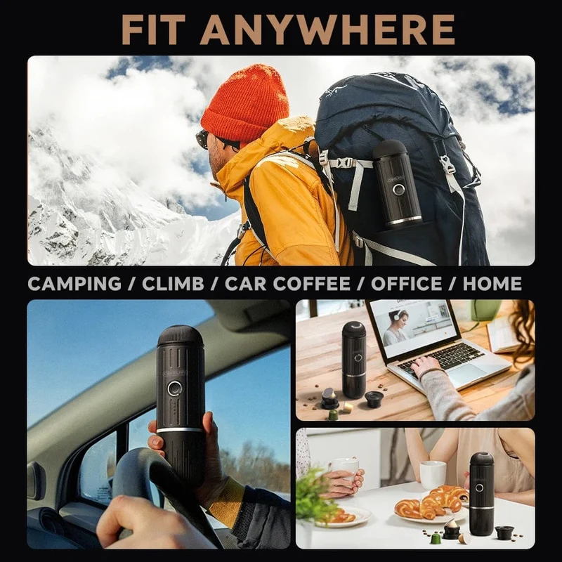 Cafelffe Tragbare Kaffeemaschine, kabellose elektrische Espressomaschine, passend für NES-Kapseln und Kaffeepulver, Geschenk für den Partner, Papa, Wandercamp