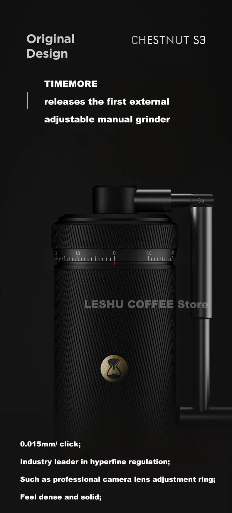 TIMEMORE CHESTNUT S3 Manuelle Kaffeemühle Externe Einstellung 0.015mm/klicken S2C890 Grat Innen Hand Espresso Mühle
