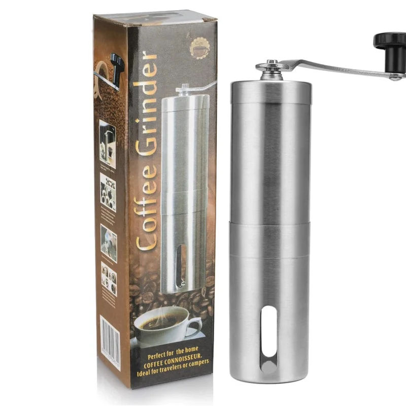 Manuelle Kaffeemühle Mini Edelstahl Handgefertigte Kaffeebohnenmühlen Mühle Schäumer Küchenwerkzeug Kaffeezubehör