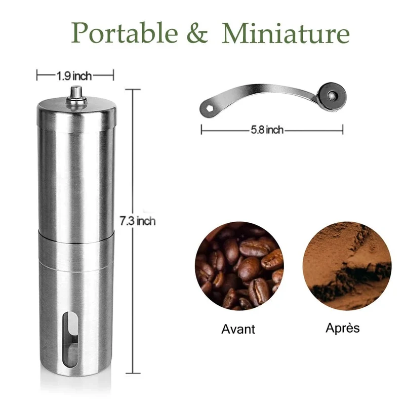 Manuelle Kaffeemühle Mini Edelstahl Handgefertigte Kaffeebohnenmühlen Mühle Schäumer Küchenwerkzeug Kaffeezubehör