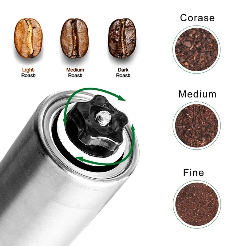 Manuelle Kaffeemühle Mini Edelstahl Handgefertigte Kaffeebohnenmühlen Mühle Schäumer Küchenwerkzeug Kaffeezubehör