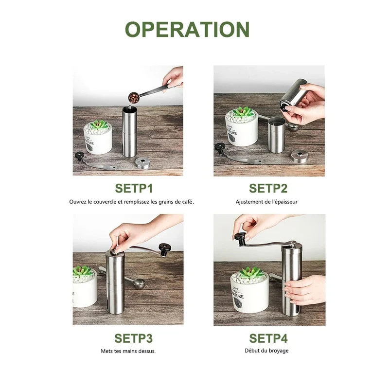 Manuelle Kaffeemühle Mini Edelstahl Handgefertigte Kaffeebohnenmühlen Mühle Schäumer Küchenwerkzeug Kaffeezubehör