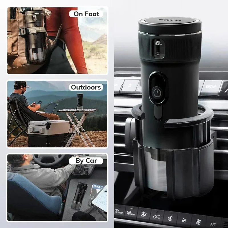 Tragbare Kaffeemaschine MIUI Kleine Espressomaschine DC12V Reisekaffeemaschine für Auto Outdoor Camping Backpacker Leicht