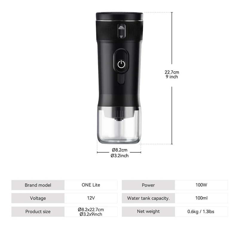 Tragbare Kaffeemaschine MIUI Kleine Espressomaschine DC12V Reisekaffeemaschine für Auto Outdoor Camping Backpacker Leicht