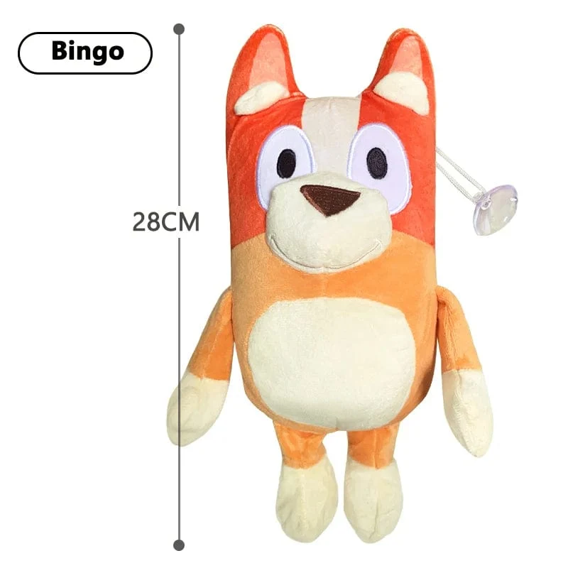 Bluey 28CM Anime Figuren Familie Bingo Plüsch Puppen Animation Peripherie Hund Papa Bandit und Mama Chili Stofftiere Kinder Geschenk