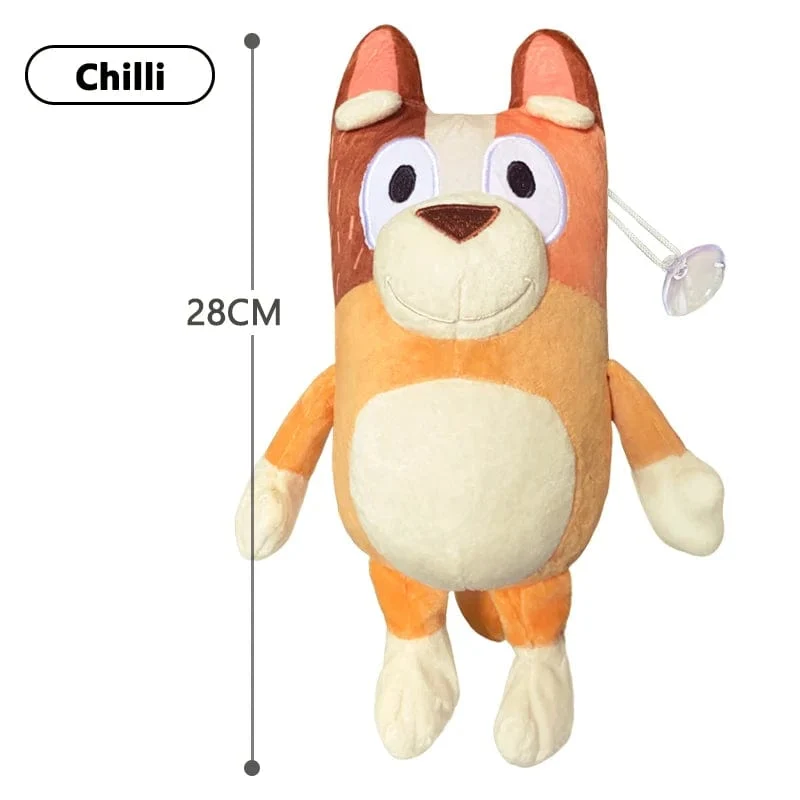 Bluey 28CM Anime Figuren Familie Bingo Plüsch Puppen Animation Peripherie Hund Papa Bandit und Mama Chili Stofftiere Kinder Geschenk