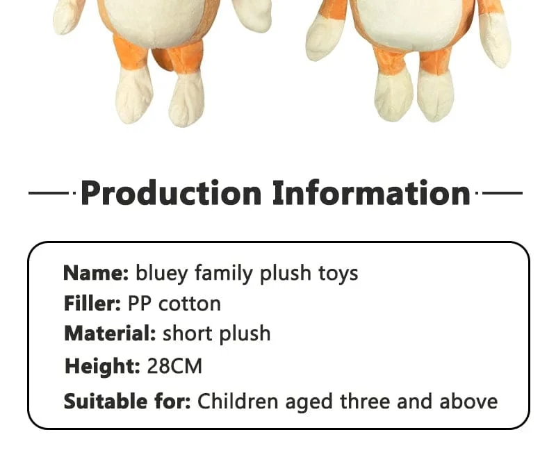 Bluey 28CM Anime Figuren Familie Bingo Plüsch Puppen Animation Peripherie Hund Papa Bandit und Mama Chili Stofftiere Kinder Geschenk