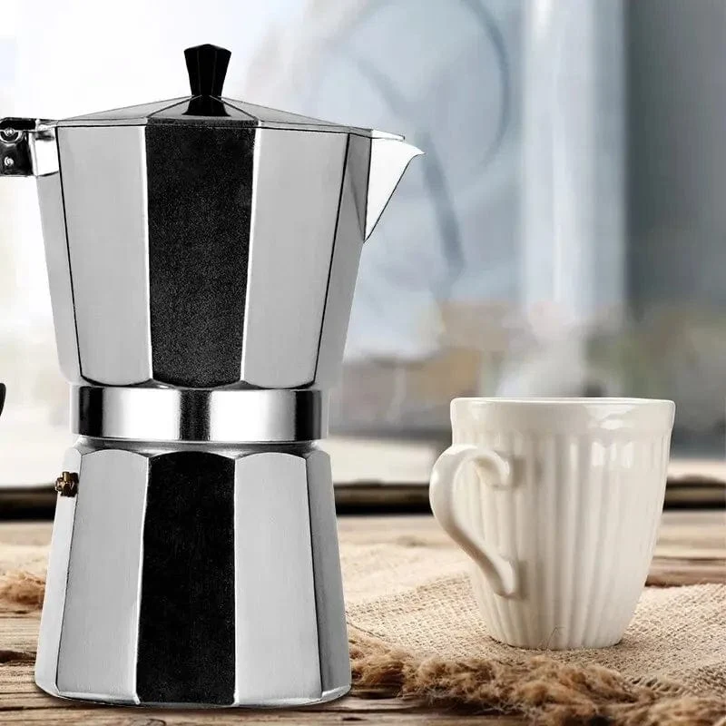 Italienische Kaffeemaschine aus Aluminium, Mokka-Espresso-Kanne, Kaffeemaschine, Moka-Kanne, Espresso-Shot-Maker, Espressomaschine