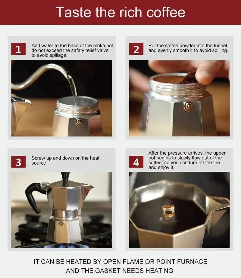 Italienische Kaffeemaschine aus Aluminium, Mokka-Espresso-Kanne, Kaffeemaschine, Moka-Kanne, Espresso-Shot-Maker, Espressomaschine