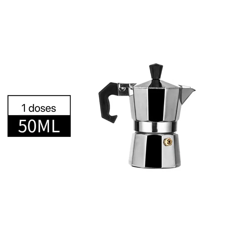 Italienische Kaffeemaschine aus Aluminium, Mokka-Espresso-Kanne, Kaffeemaschine, Moka-Kanne, Espresso-Shot-Maker, Espressomaschine