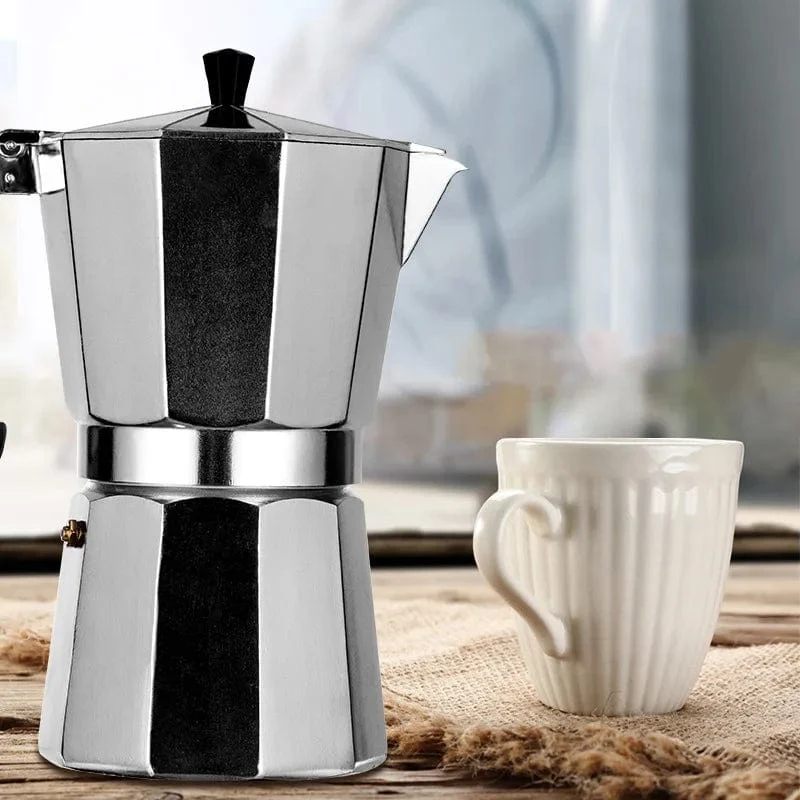 Italienische Kaffeemaschine aus Aluminium, Mokka-Espresso-Kanne, Kaffeemaschine, Moka-Kanne, Espresso-Shot-Maker, Espressomaschine