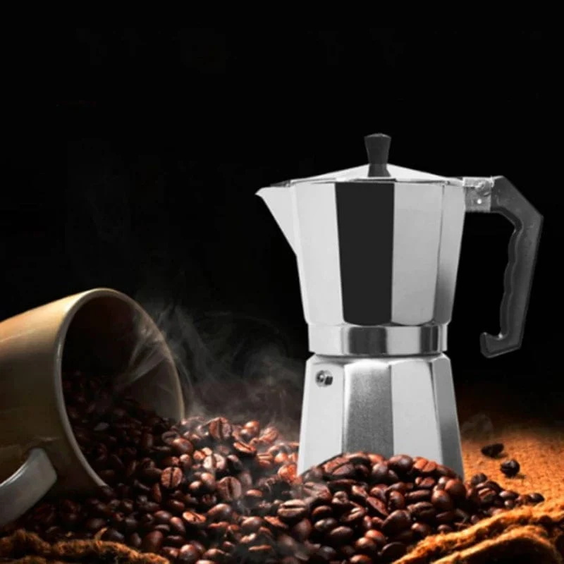 Italienische Kaffeemaschine aus Aluminium, Mokka-Espresso-Kanne, Kaffeemaschine, Moka-Kanne, Espresso-Shot-Maker, Espressomaschine