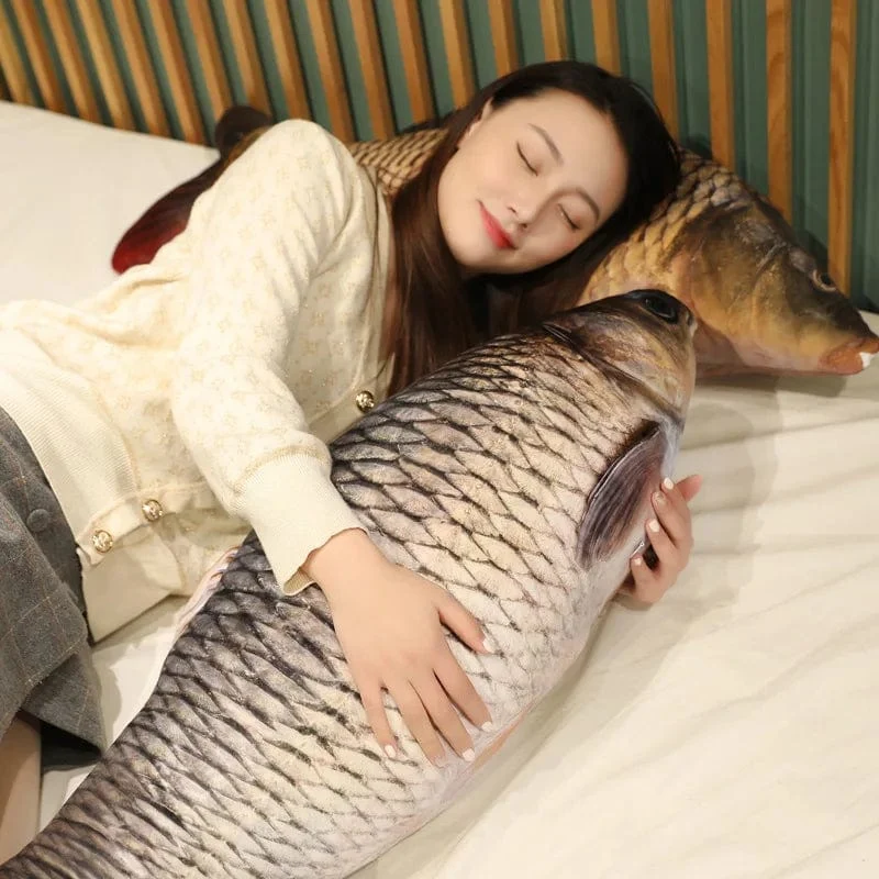 30-100 cm Simulation Lustiger Fisch Plüschtiere Gefülltes weiches Tier Karpfen Plüschkissen Kreatives Schlafkissen für Kinder Mädchen Weihnachtsgeschenk