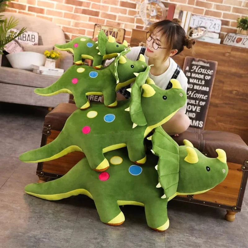 Kreatives großes Plüsch-weiches Triceratops Stegosaurus-Plüschtier Dinosaurierpuppe Stofftier Kinder Dinosaurier Spielzeug Geburtstagsgeschenke