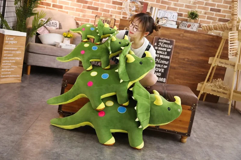 Kreatives großes Plüsch-weiches Triceratops Stegosaurus-Plüschtier Dinosaurierpuppe Stofftier Kinder Dinosaurier Spielzeug Geburtstagsgeschenke
