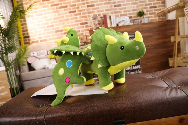 Kreatives großes Plüsch-weiches Triceratops Stegosaurus-Plüschtier Dinosaurierpuppe Stofftier Kinder Dinosaurier Spielzeug Geburtstagsgeschenke