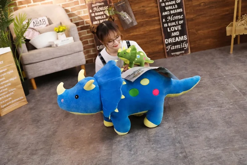 Kreatives großes Plüsch-weiches Triceratops Stegosaurus-Plüschtier Dinosaurierpuppe Stofftier Kinder Dinosaurier Spielzeug Geburtstagsgeschenke