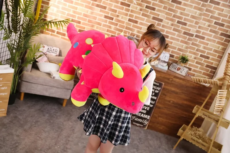 Kreatives großes Plüsch-weiches Triceratops Stegosaurus-Plüschtier Dinosaurierpuppe Stofftier Kinder Dinosaurier Spielzeug Geburtstagsgeschenke