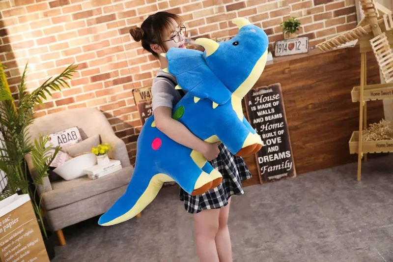 Kreatives großes Plüsch-weiches Triceratops Stegosaurus-Plüschtier Dinosaurierpuppe Stofftier Kinder Dinosaurier Spielzeug Geburtstagsgeschenke