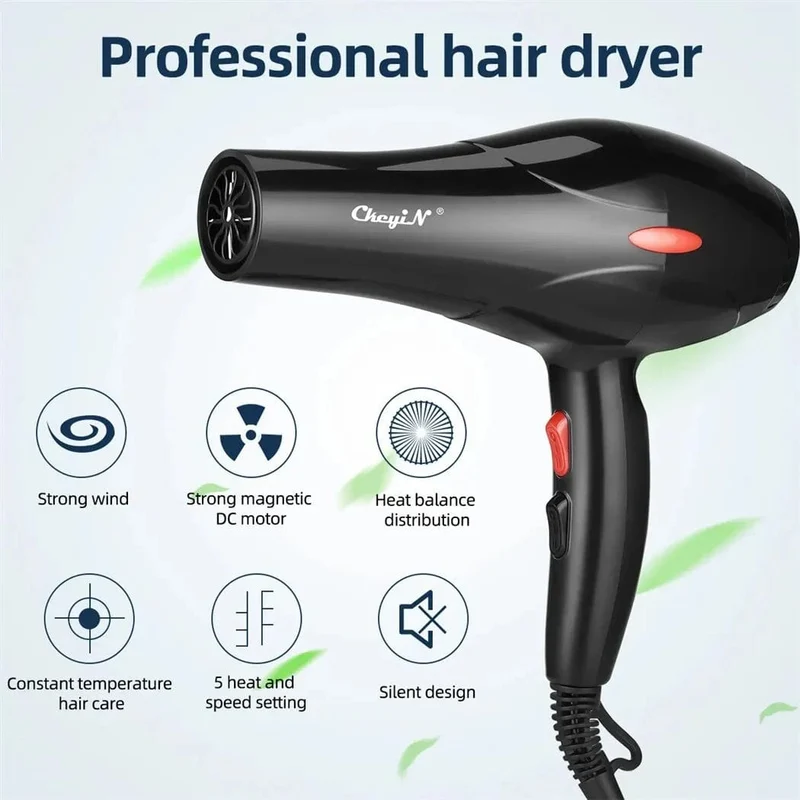 CkeyiN 1600W Haartrockner, professioneller Negativ-Ionen-Föhn, Heimgebrauch, Heiß-/Kalt-Föhn, Salon-Föhn, Diffusor, Konzentratordüse