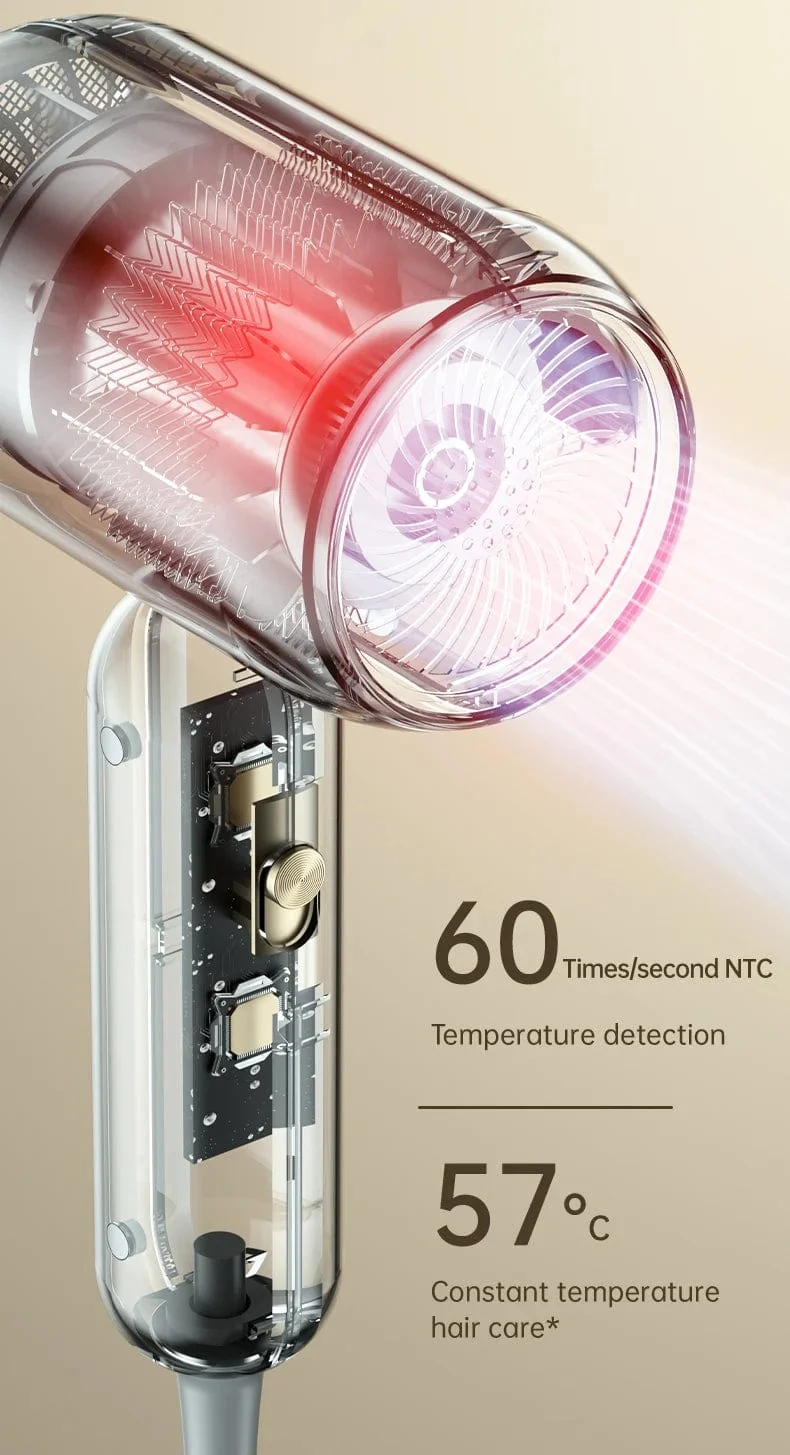 Haartrockner, Hochgeschwindigkeits-Elektroturbinen-Luftstrom, Geräuscharm, Konstante Temperatur und schnelles Trocknen, Geeignet für Heimsalons