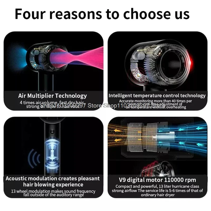 Super-Haartrockner, blattloser Haartrockner, persönliche Haarpflege, Styling, Negativ-Ionen-Tool, Konstante Anionen, elektrische Haartrockner