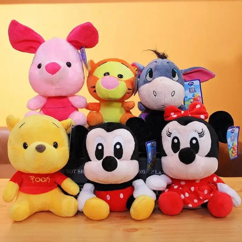 Cartoon Plüsch Pin Winnie The Pooh Mickey Minnie Tigger Piggy Short Stofftier Puppe Puppe Spielzeug Kinder Weihnachtsgeschenk