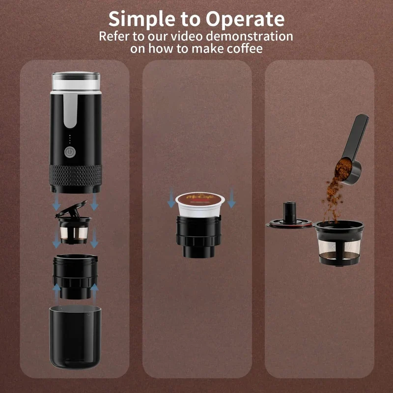 2024 neue tragbare Kaffeemaschine Kaffeemaschine Elektrische Kapsel gemahlener Kaffee Brewer Fit für Kaffeepulver und Kaffee Capsul
