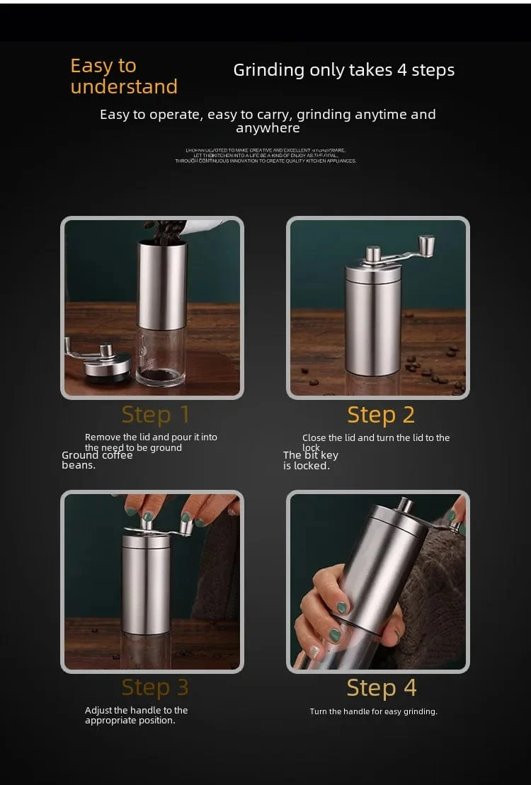 Tragbares manuelles Kaffeemühlen-Espressomaschinen-Set, handgekurbelte Bohnenmühle, Espressomaschine, geeignet für Zuhause und unterwegs