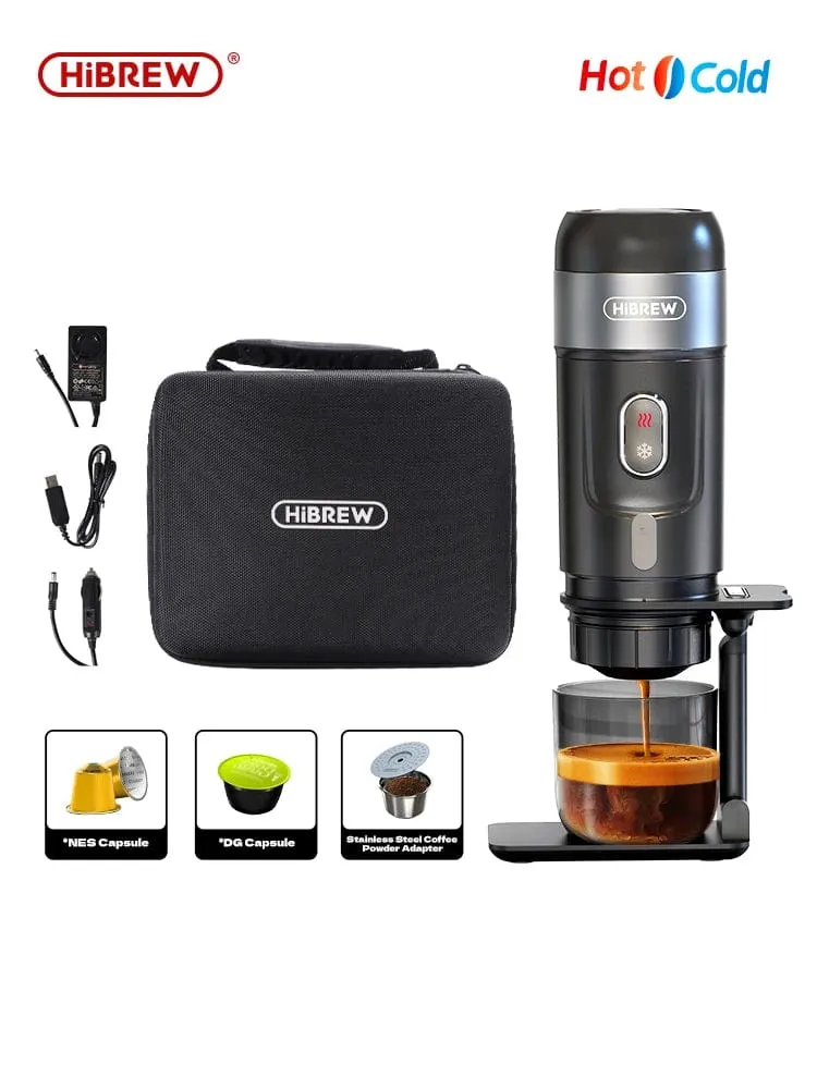 HiBREW Tragbare Kaffeemaschine für Auto und Zuhause, DC12V Espressomaschine passend für Nexpresso Dolce Pod Kapsel Kaffeepulver H4A