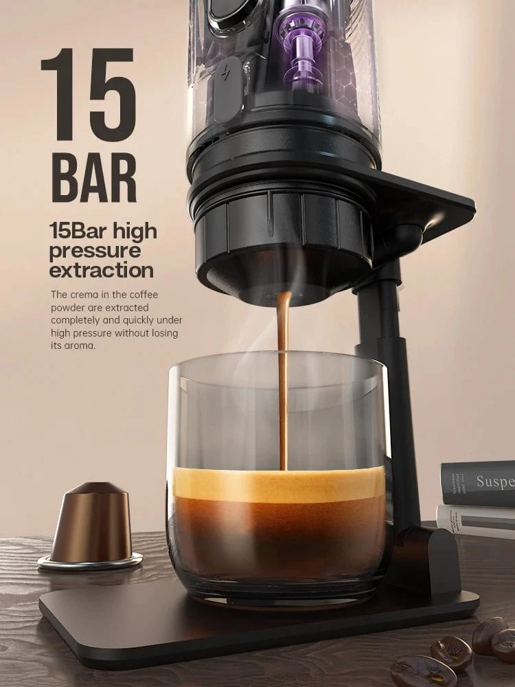HiBREW Tragbare Kaffeemaschine für Auto und Zuhause, DC12V Espressomaschine passend für Nexpresso Dolce Pod Kapsel Kaffeepulver H4A