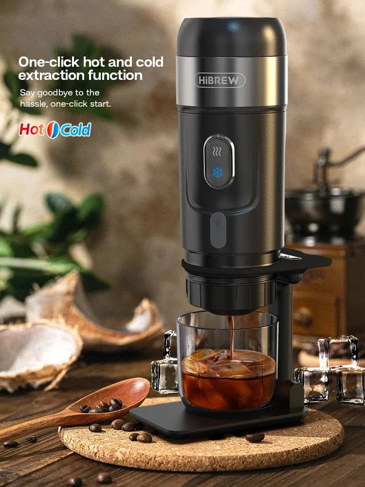 HiBREW Tragbare Kaffeemaschine für Auto und Zuhause, DC12V Espressomaschine passend für Nexpresso Dolce Pod Kapsel Kaffeepulver H4A