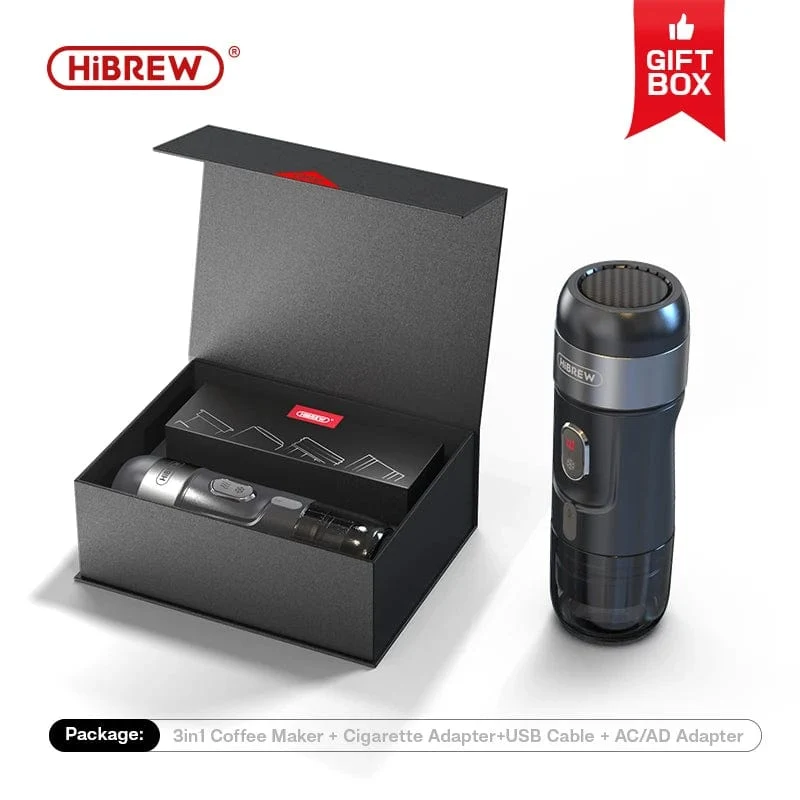HiBREW Tragbare Kaffeemaschine für Auto und Zuhause, DC12V Espressomaschine passend für Nexpresso Dolce Pod Kapsel Kaffeepulver H4A